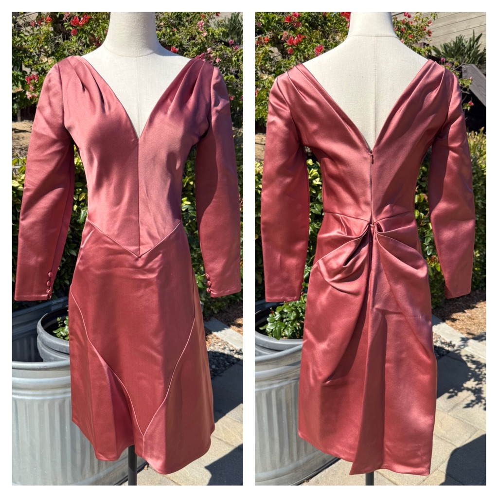 Bill Blass 1980s Demi Couture Satin Dress